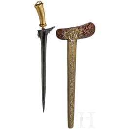 An Indonesian Kris with gold-plated hilt, Bali, first half of the 20th century