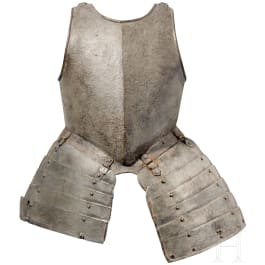 An Italian footsoldiers breastplate and tassets, ca. 1600