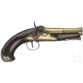 A pair of French converted naval percussion pistols, circa 1780