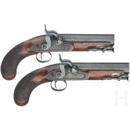 A pair of English percussion pistols by Henry Nock, London, circa 1800
