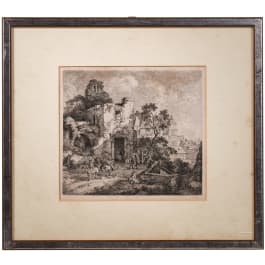 Ferdinand von Kobell (1740 - 1799), "Bauern in der Ruinenlandschaft", deutsch, datiert 1780