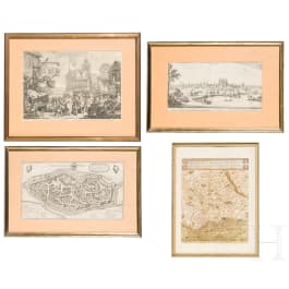 Vier historische Stadt- und Landkarten, 16./17. Jhdt.
