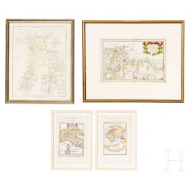 Konvolut von vier historischen Karten, 17.&ndash;19. Jhdt.