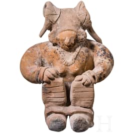 Gro&szlig;e pr&auml;kolumbische Tonfigur, Ekuador, wohl 500 - 1000 n. Chr.