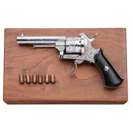 A cased pin-fire revolver, ca. 1875