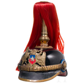 Offiziersm&auml;&szlig;iger Helm der chilenischen Armee mit rotem Haarbusch, um 1930