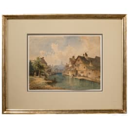 „Vorstadt Au pod Monachium”, Anton Doll (Monachium 1826–1887), 2. połowa XIX wieku