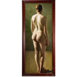 "Standing female back nude", inscribed and dated "A. G. 94"