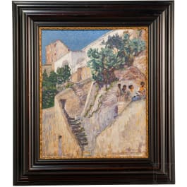 “Stairway with Opuntia and Group of Figures”, attributed to Léon Detroy (Chinon 1859–1955 Saint-Germain-d’Arcé)