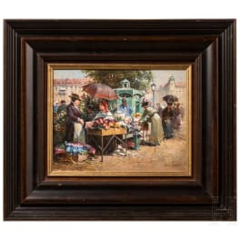 « Au Viktualienmarkt à Munich », Detlev Nitschke (né en 1935 à Berlin)