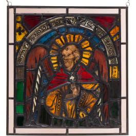 Sp&auml;tgotische Bleiverglasung (Glasfenster) mit Erzengel, deutsch, um 1500