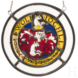 Wappenscheibe (Glasfenster) &bdquo;Wolff Jochell&ldquo;, deutsch, 17. Jhdt.
