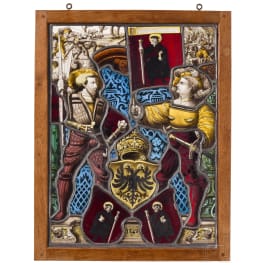 Bleiverglaste Wappenscheibe im Stil der Renaissance, Deutschland, 19. Jh.