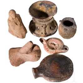 Sechs Keramiken, etruskisch und r&ouml;misch, 11. Jhdt. v. Chr. - 2. Jhdt. n. Chr.