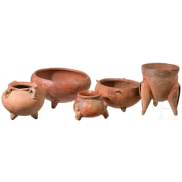 F&uuml;nf Pr&auml;kolumbische Tonschalen, Guatemala, wohl Postklassische Periode, 900 - 1200 n. Chr.