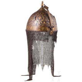 Goldtauschierter Kulah-Khud aus Wootz-Damast, Persien, sp&auml;tes 18. Jhdt.