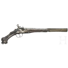 Silbermontierte Steinschlosspistole, balkant&uuml;rkisch, um 1830