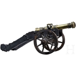 Modellkanone auf h&ouml;lzerner Lafette, deutsch, 19. Jhdt.