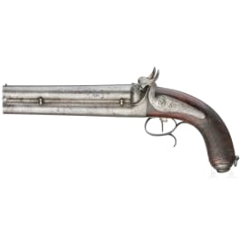 Doppell&auml;ufige Perkussions-Howdahpistole, L&uuml;ttich, um 1850