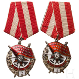两枚红旗勋章一组，分别授予两次和三次，苏联，1943年起