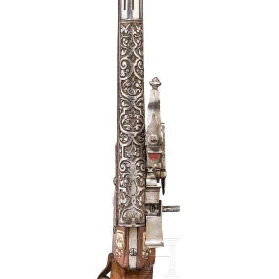 A southern German wheellock rifle with bone veneer, 17th century, with replacements from the Historismus period