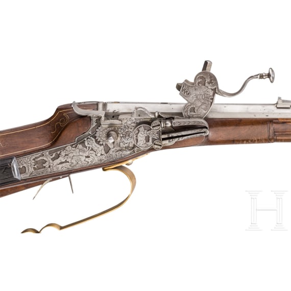 A wheellock rifle, Johann Christoph Kuchenreuter, Steinweg near Regensburg, circa 1780