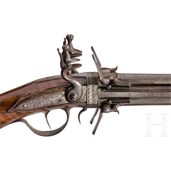 A significant flintlock double wender by Cornelius Clett, Salzburg, circa 1660