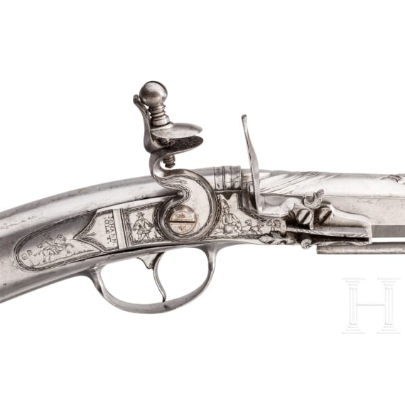 A significant all-metal flintlock rifle, Johann Glett, Passau, circa 1680/90