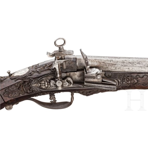 A flintlock carbine with folding stock from the Visconti House, Italy, 2nd half of 17th century