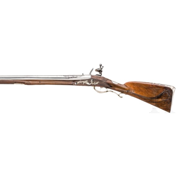 A silver-mounted flintlock rifle, Friedrich Ostermann, Copenhagen, circa 1710/20