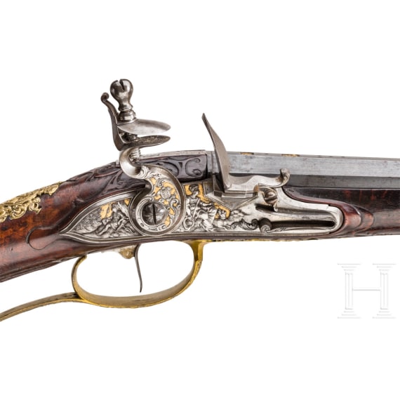 A deluxe flintlock rifle, Carlsbad, circa 1740