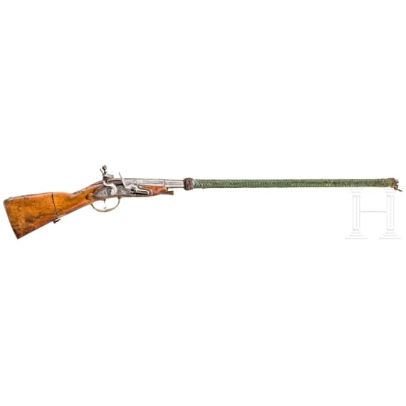 Zerlegbares Steinschloss-Reisegewehr (Wilderergewehr), deutsch, Mitte 18. Jhdt.