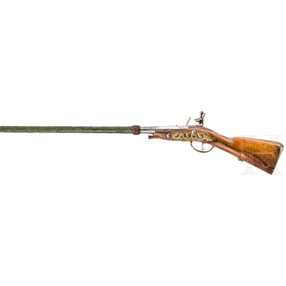 Zerlegbares Steinschloss-Reisegewehr (Wilderergewehr), deutsch, Mitte 18. Jhdt.