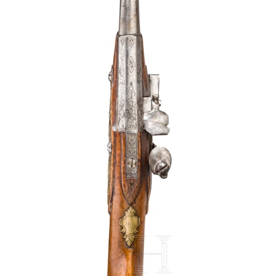 Zerlegbares Steinschloss-Reisegewehr (Wilderergewehr), deutsch, Mitte 18. Jhdt.