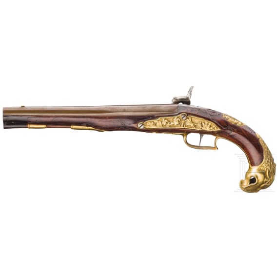 Perkussionspistole, Thadd&auml;us Poltz, Karlsbad, um 1760