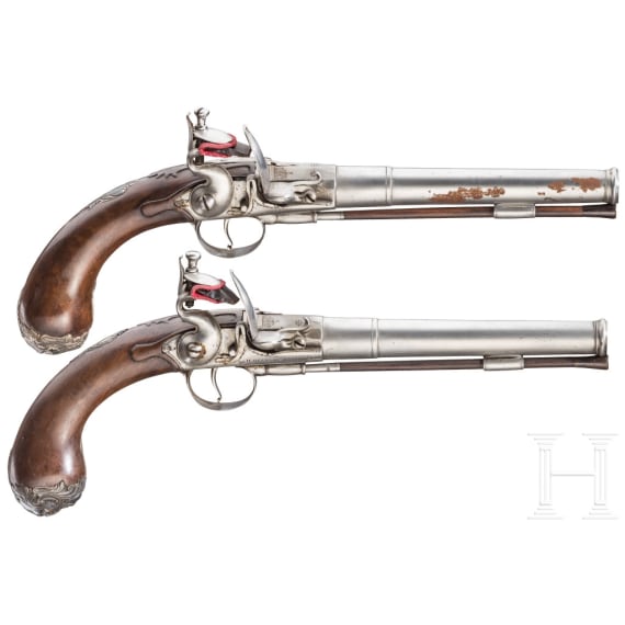 Ein Paar Queen-Anne-Steinschlosspistolen, H. Delany, London, um 1780