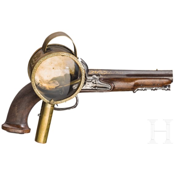 A French night watchman&rsquo;s flintlock pistol, circa 1800