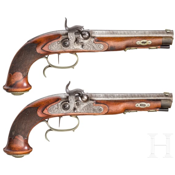 Ein Paar Perkussionspistolen, G.E. Barthelmes, Zella, um 1840