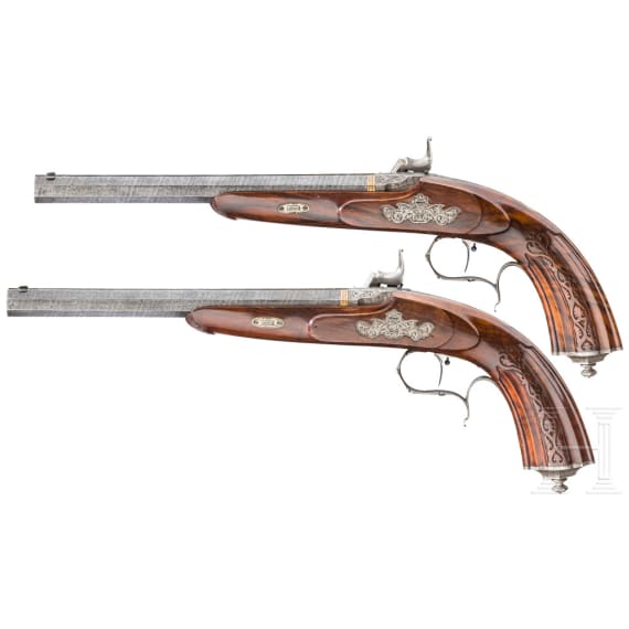 A pair of percussion pistols, Carl Pirko, Vienna, circa 1850