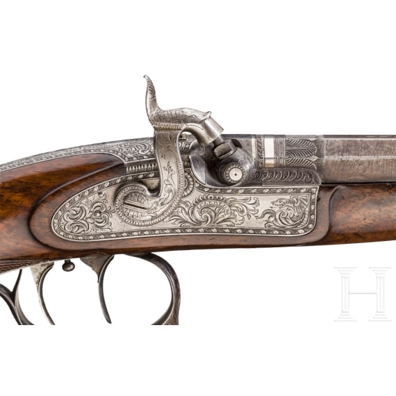A pair of percussion pistols, Anton Vinzent Lebeda, Prague, circa 1850