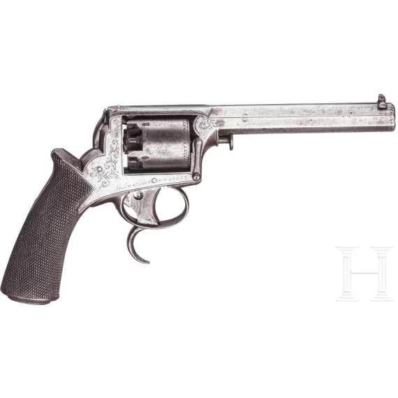 Perkussionsrevolver im Kasten, System Tranter Adams Double Trigger