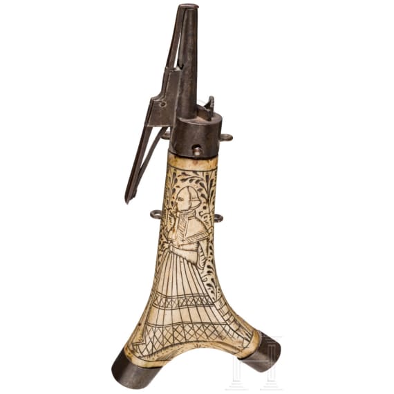 Geweihgabel-Pulverflasche, s&uuml;ddeutsch, um 1570