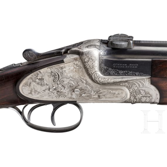 A B&uuml;hag over-and-under combination rifle, Suhl, with scope, with interchangeable smoothbore barrel
