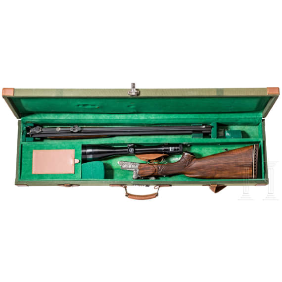 A triple barrel combination gun, Franz Sodia, Ferlach, with Zeiss scope, in a case