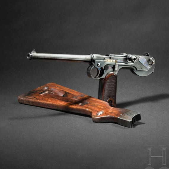 A Borchardt C 93, Loewe Berlin, with shoulder stock, circa 1895