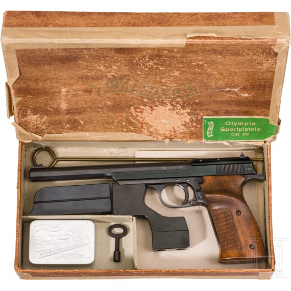 Walther Olympia-Pistole, Nr. 7395, mit Karton und reichhalt. Zubeh&ouml;r