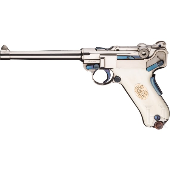 A cased Mauser Parabellum Marine with ivory grip panels