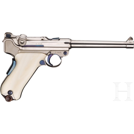 A cased Mauser Parabellum Marine with ivory grip panels
