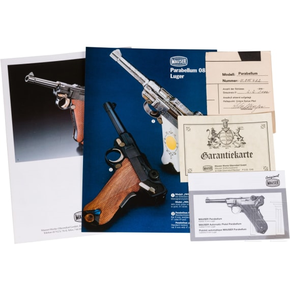 A cased Mauser Parabellum Marine with ivory grip panels