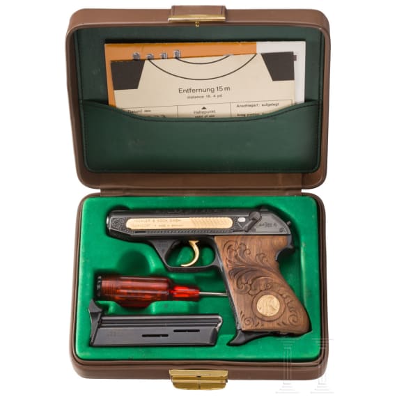 A cased Heckler & Koch Mod. HK 4, factory-engraved and part-gilt, with three interchangeable barrels